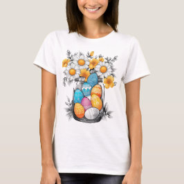 Camiseta Flores e Ovos de páscoa