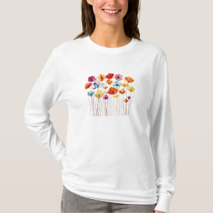 Camiseta Flores e paletas minimalistas