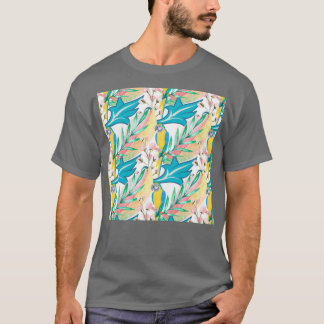 Camiseta Flores e papagaios