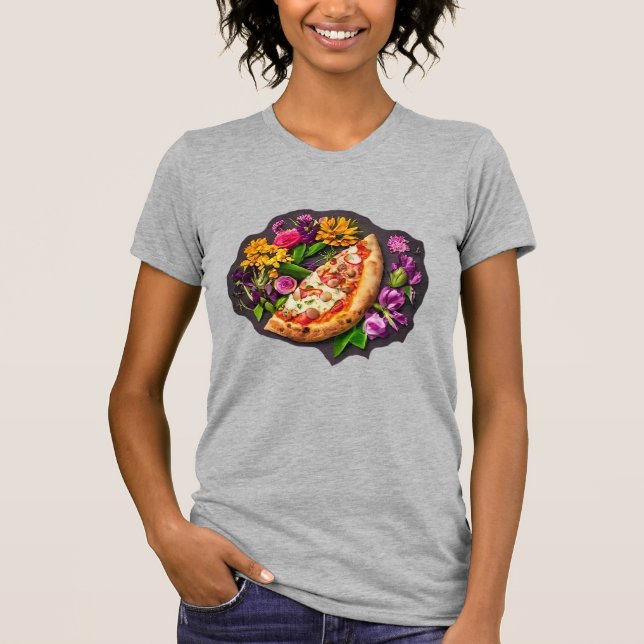 Camiseta Flores e pizza (Frente)