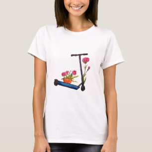 Camiseta Flores e T-Shirt de Verão Ecológico para Patinetes