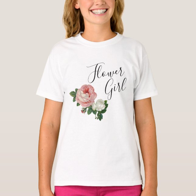 Camiseta Flores elegantes e modernas, rosas rosa-rosa (Frente)