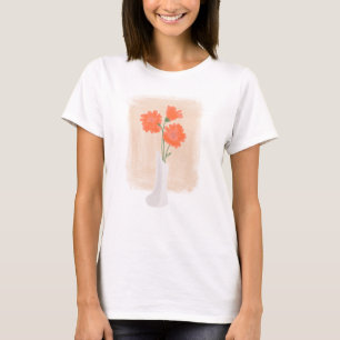 Camiseta Flores Elegantes em Aquarela em Vaso