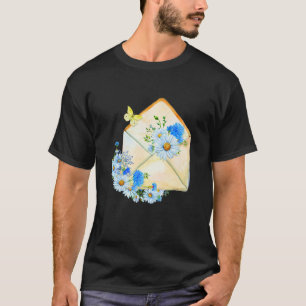 Camiseta Flores em Aquarela no Jardim de Envelope e Plantas