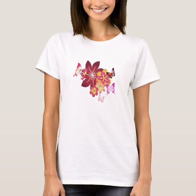Camiseta Flores em Borboletas (Frente)