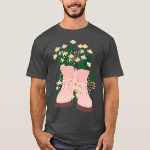 Camiseta Flores Em Calçados Profundos