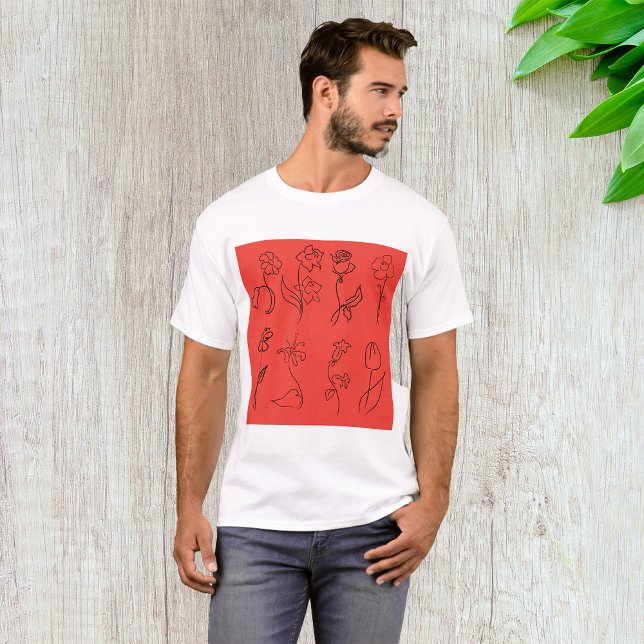 Camiseta Flores Esboçadas (Criador carregado)
