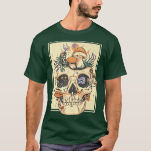 Camiseta Flores Esqueleto Academia Escura Natureza