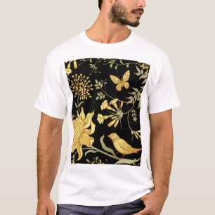 Camiseta Flores Exóticas — Pássaros — Padrão Vintage