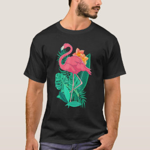 Camiseta Flores Exóticas Zoo Animal Tropical Bird Flamingo