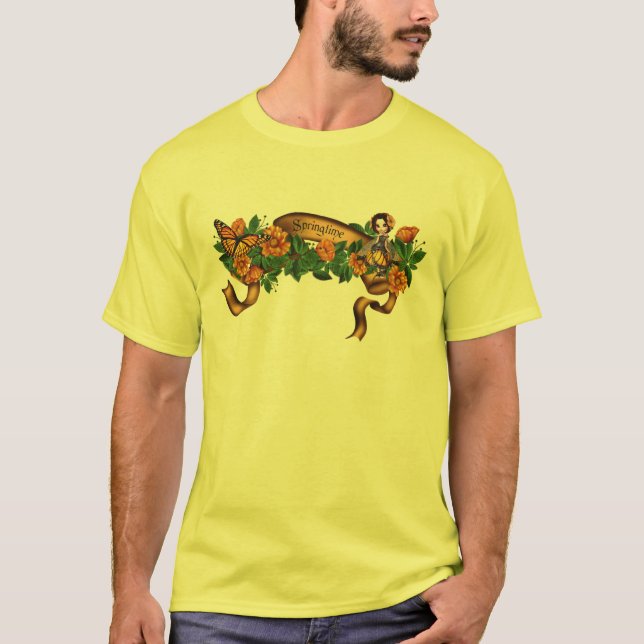 Camiseta Flores Fae da laranja da primavera (Frente)