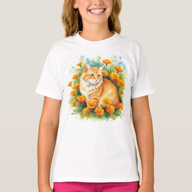 Camiseta Flores Feliz Marigold Orange T-Shirt (Frente)