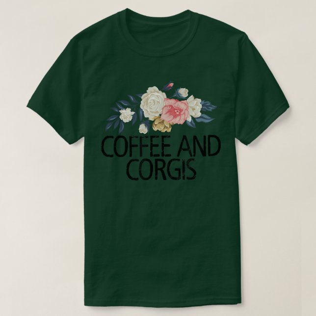 Camiseta Flores Florais, Café Engraçado Com Aquarela E Corg (Frente do Design)