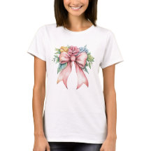 Flores Florais de Aquarela com Laço Rosa Mulheres 