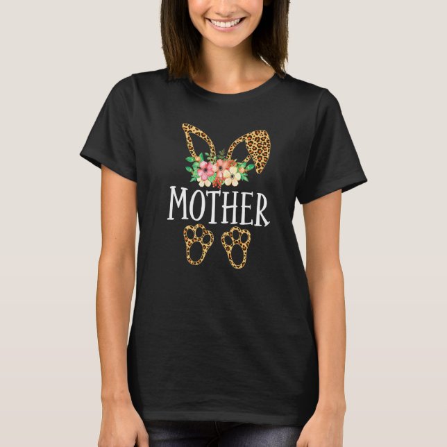Camiseta Flores Florais Mãe-Mãe-Felz pascoa-D-Leopardo (Frente)