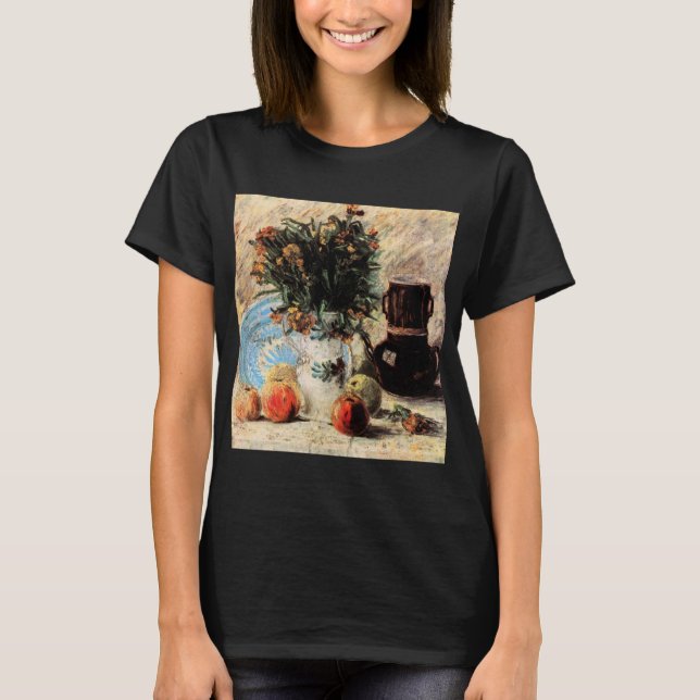 Camiseta Flores, Foffeepot e Frutas de Vincent van Gogh (Frente)
