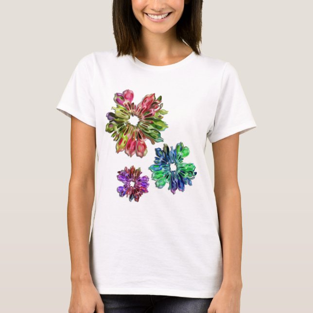 Camiseta Flores fractais abstrato 2D (Frente)