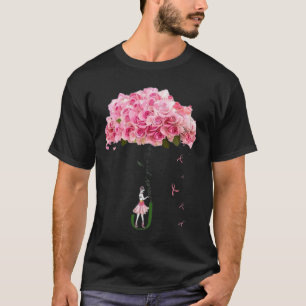 Camiseta Flores Friso Cancer de Atenção da Mama Wom