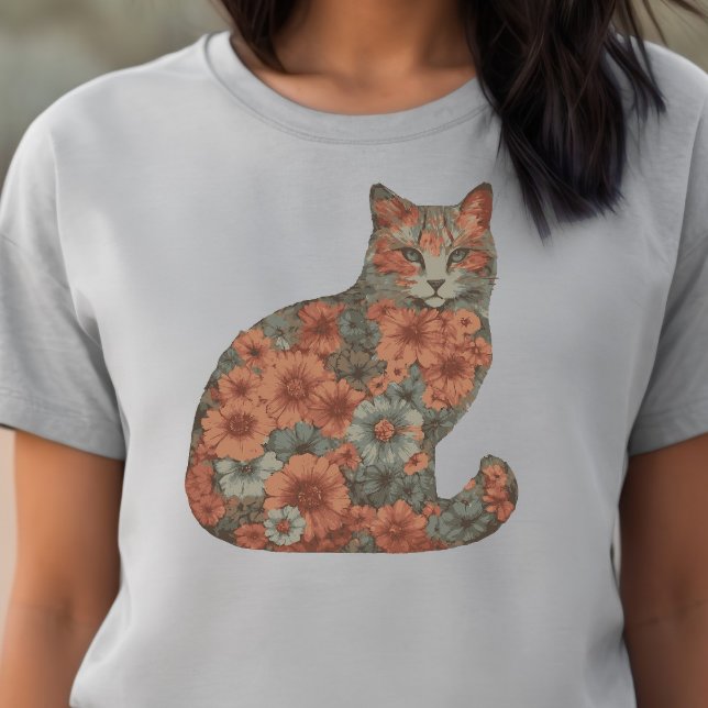 Camiseta Flores, Gatos, Flores, Gatos, Flores e Gatos (Criador carregado)