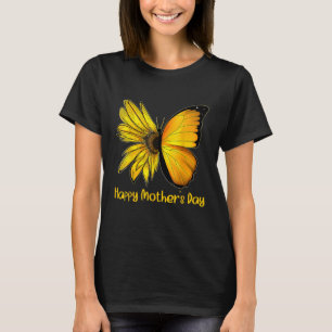 Camiseta Flores Girassol Borboleta Feliz Dia das Mães Para