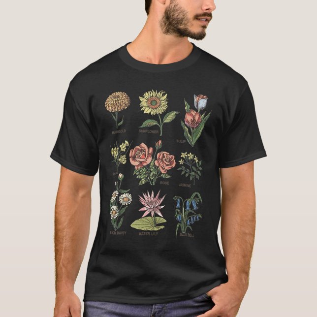 Camiseta Flores Girassol Marigold Tulip Daffodil Rosa Jas (Frente)