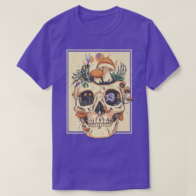 Camiseta Flores Goblincore Natureza do esqueleto  (Frente do Design)