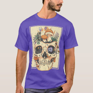 Camiseta Flores Goblincore Natureza do esqueleto 