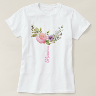 Camiseta Flores Impressão de Aquarela, T-Shirt Personalizad