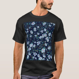 Camiseta Flores infantis: azul escuro sem costura