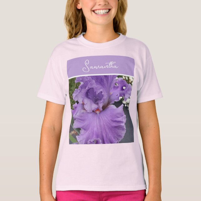 Camiseta Flores Íris Lavandas Roxas Flores Lilases (Frente)