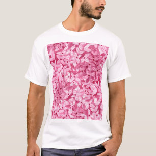 Camiseta Flores lilases de aquarelas: fundo floral rosa