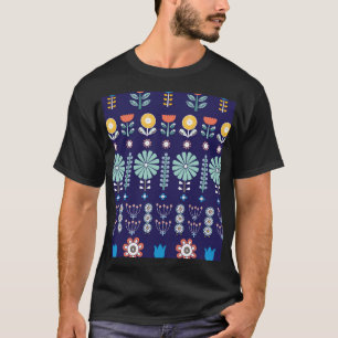 Camiseta Flores lineares escandinavas, motivo de verão