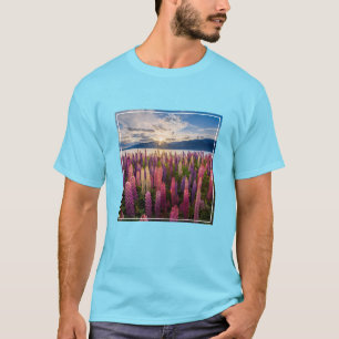 Camiseta Flores Lupinas Nova Zelândia
