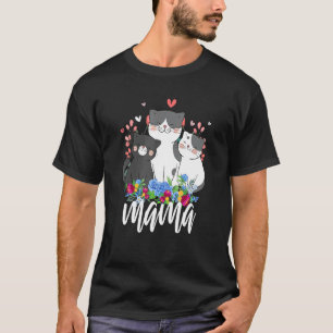 Camiseta Flores Mãe e Bebê Gato Mamãe Dia de as mães Mo