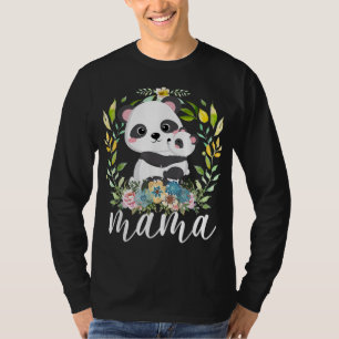 Camiseta Flores Mãe e Bela Panda Bebê - Mãe Animal