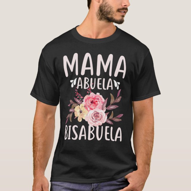 Camiseta Flores Mama Abuela Bisabuela Dia de as mães espanh (Frente)