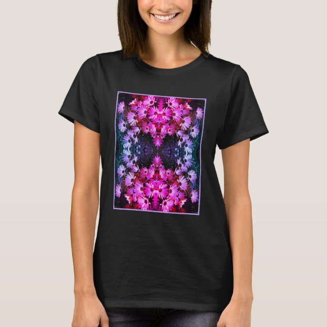 Camiseta Flores-margaridas africanas cor-de-rosa Abstrato (Frente)