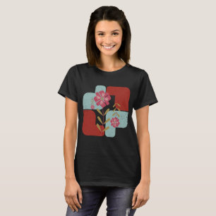 Camiseta Flores Minimalistas Com Formas Aleatórias Colorida