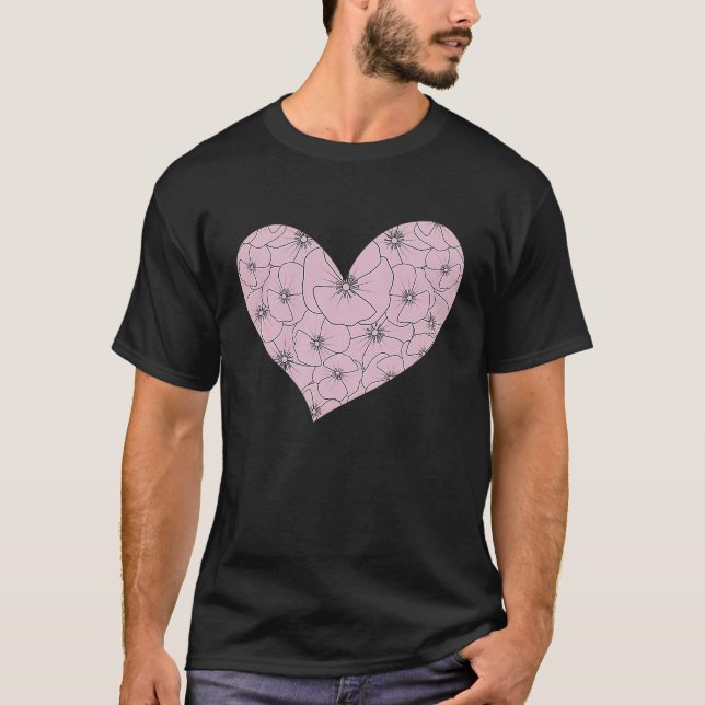 Camiseta Flores Mínimas Rosa Mínimas Pópias Pastel Boho Lin (Frente)