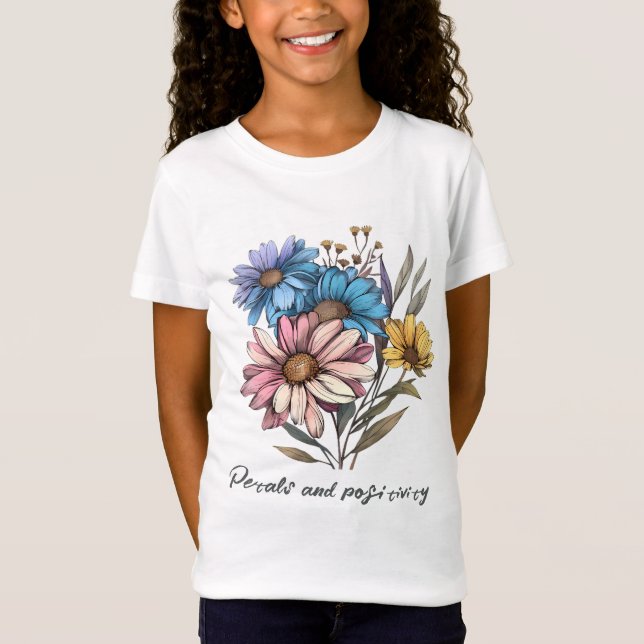 Camiseta Flores místicas de jardim brilhantes (Frente)