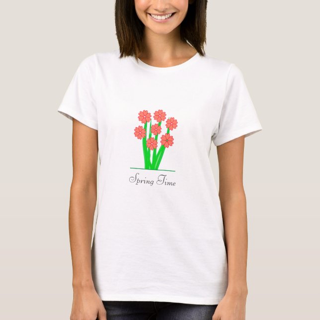 Camiseta Flores Modernas de Coração de Primavera (Frente)
