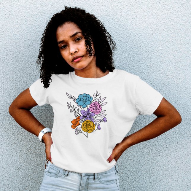 Camiseta flores modernas femininas elegantes fofas (Criador carregado)