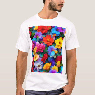 Camiseta Flores Multicoloridas Padrão-75647