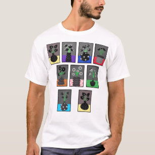 Camiseta Flores negras e brancas em vasos pretos
