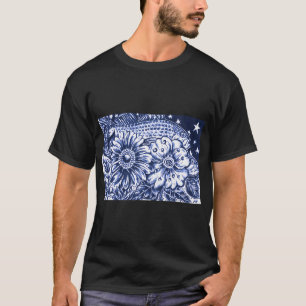 Camiseta Flores, Peixes e Estrelas à Meia-Noite Desenho