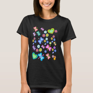 Camiseta Flores primavera Verão Insetos Flores Borboletas H