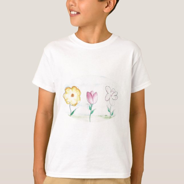 Camiseta Flores Primitivas Pintadas (Frente)