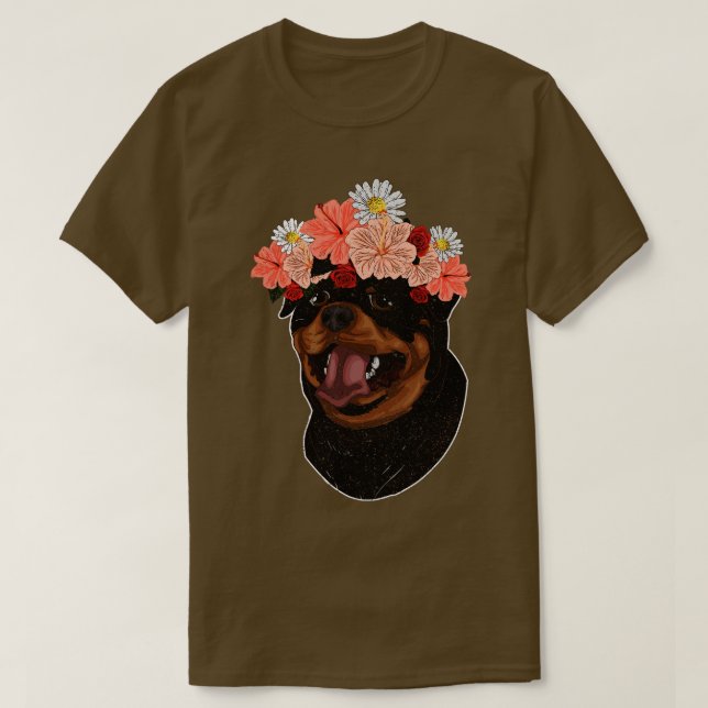 Camiseta Flores Proprietário do Cachorro Flor Pet Rutweile (Frente do Design)