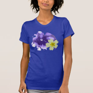Camiseta Flores Púrpuras e Amarelas Cosas T-Shirt Bela Jers