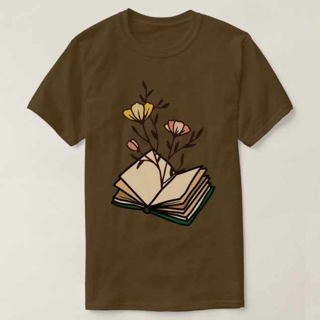 Camiseta Flores que crescem a partir da colheita de livros (Frente do Design)